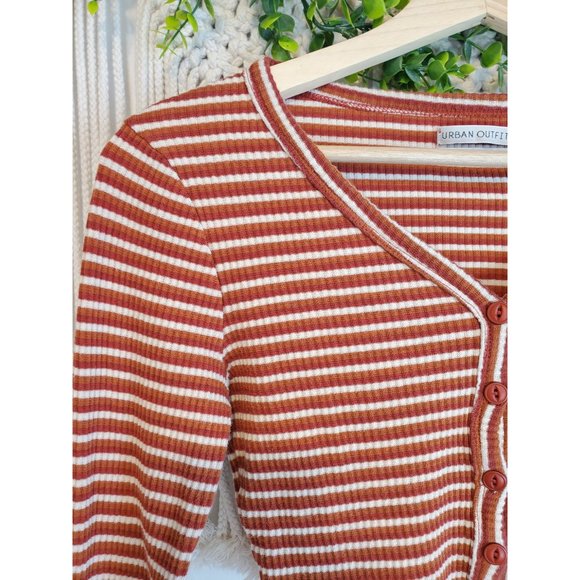 Urban Outfitters Retro Multicolor Striped Button Front Crop Top, Size Small - Picture 3 of 6